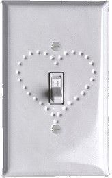 White Enamel Switch plates punched heart design