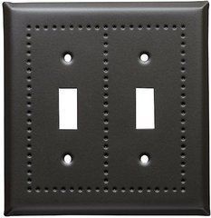 Soft Black switch covers in our puncehd border design and in 4 finishes
