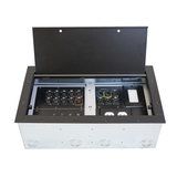 AP-124 Double Wide Audio-Video Floor box/4 dup./24 low voltage/USA