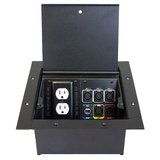 Full Pocket Audio Video Floor Box/1 duplex/6 low voltage/USA