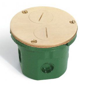 Round floor box with brass cover