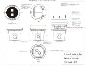AP-812-DFB-LR-W/2XLR Floor Box for XLR Microphone jacks cut sheet