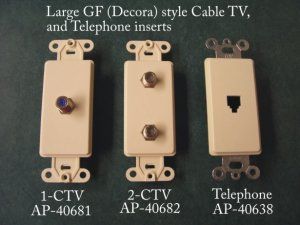 Cable TV and Telephone GF style inserts for switch plates