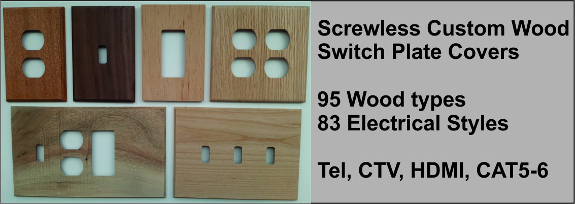 Screwless wood switch plate covers