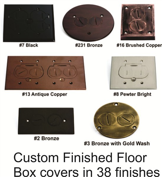 Custom finishes in 38 colors for floor box covers