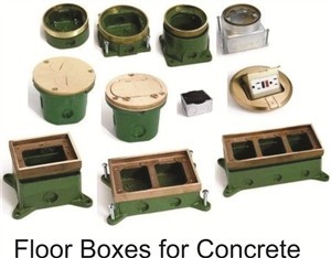 Floor boxes for Concrete with brass and aluminum covers