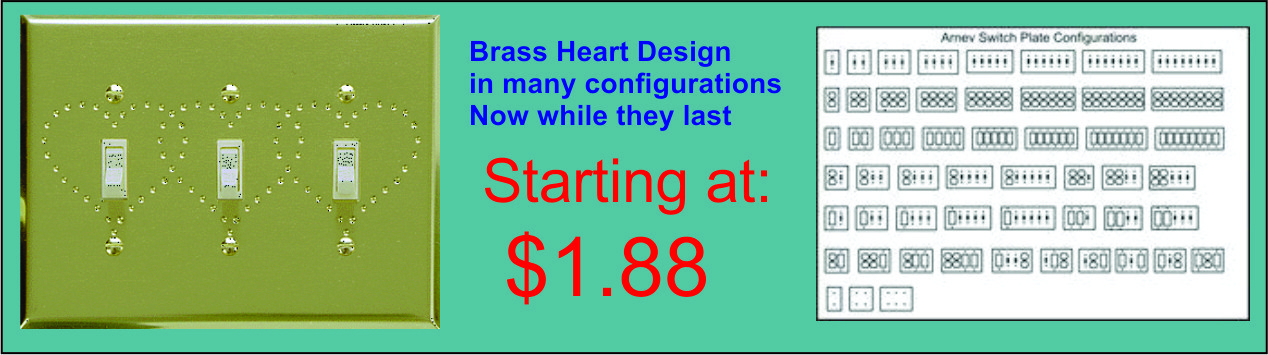 Brass Heart design switch plates