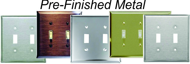 Pre-finished metal switch plates from Arnev Products, Inc.