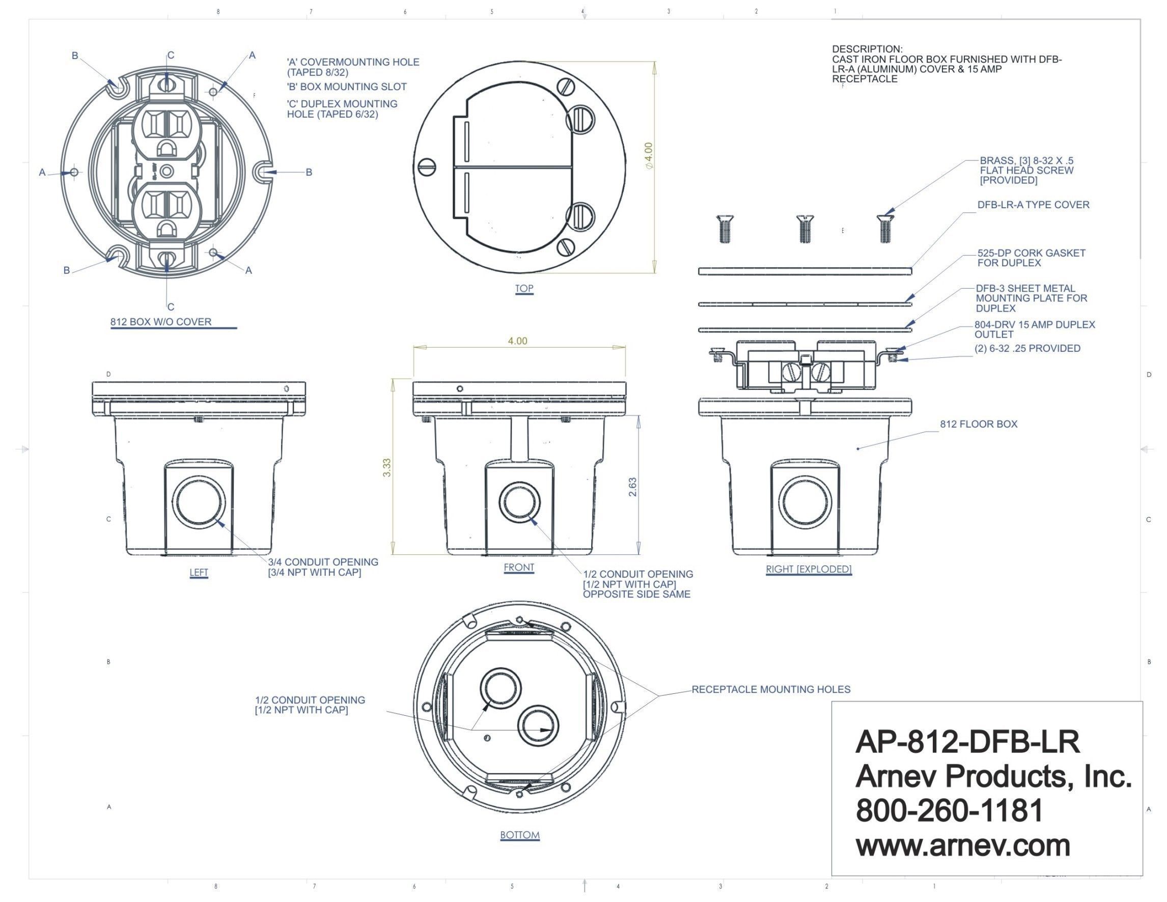 Flip lid Round Floor Box Cover cut sheet