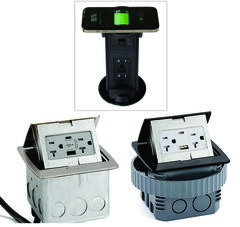 Kitchen countertop and cellphone charging round boxes from Arnev Products Inc.