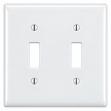 White enamel double switch plate covers.