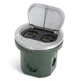 Flush Mt. Dual Flip-lid, 4-inch floor box / Aluminum / duplex