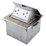 961241-S is a 1-gang nickel-plated brass square pop-up floor box with 20A tamper-weather-resistant receptacle