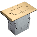 1-Gang Brass Floor Box / Flip Lid, 20A Duplex, Tamper Resist