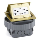 Pop Up Outlet, Charging USB A/C, Plastic Box, 20A, Brass