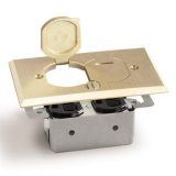 Recessed Floor Plate, No Box. AP-RRP-2-LR Floor Box for Duplex flip lids, brass cover