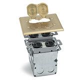 AP-SWB-4-LR Floor box with solid brass floor box cover with two power and flip lids
