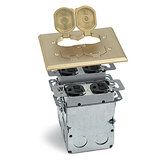 AP-SWB-4-LR Floor box with solid brass floor box cover with two power and flip lids