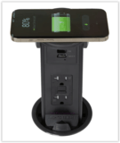 Kitchen Round Pop Up GFCI Outlet, USB-A/C, QI, Black Plastic