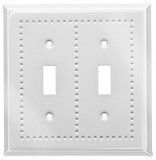 White enamel border switch plates