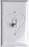 White Enamel Heart Design Switch Plates - USA Made