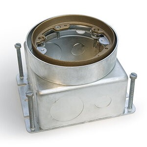 Deep stamped steel floor box for concrete floors