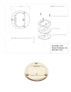 AP-DFB-1-GFI Floor Box 4" Cover, GFCI recpt, Brass or Alum
