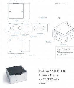 Square floor box for concrete cut sheet