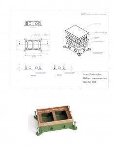 AP-SH-6262-58 Flush Mount Floor Box, in Brass or Aluminum for Concrete Floors cut sheet