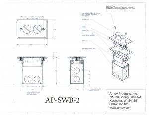 AP- SWB-2-NS-T cut sheet for all the floor box cover and floor box installers