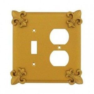 Fleur De Lis Design Custom Combo Switch Plate shown in # 5 Gold