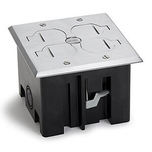 2 gang floor box in aluminum flip lids