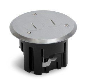 Plastic floor box with solid aluminum cover