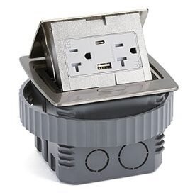 Countertop Pop-Up/ 20A (TR) Duplex Rec., 2-USB/ Stainless.