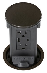 Round Kitchen Pop Up Outlet, USB-A/C Charging, Dark Bronze