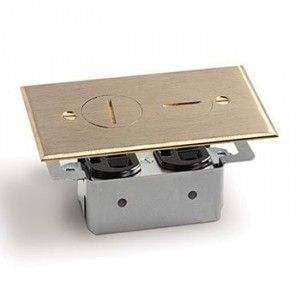 Recessed Floor Plate without box and this floor box is available in brass or aluminum with duplex receptacle included.