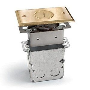 floor box with single receptacle in plated brass.