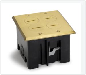 AP-PB2-SPB Two Duplex, 15A, Plastic Floor Box, Brass, Screw Plugs