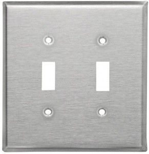 Cooper 93072 ANTIMICROBIAL Stainless Steel 2-Gang Switch Cover Toggle Wallplate 