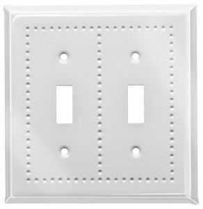 White enamel border switch plates