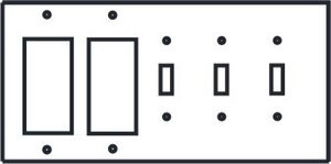 Double Groundfault with Triple Toggle Light Switch Covers by Arnev Products, Inc.