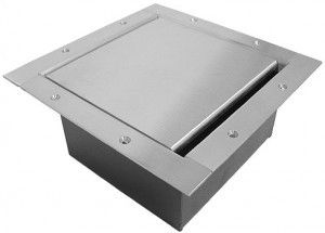 Full Pocket AV Floor Box in stainless steel finish