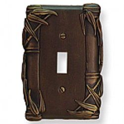 Bamboo Design Single Switch Wall Plate shown in # 3 Rubbed Bronze Plate coverss