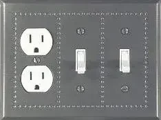 Pewter Punched Border light switch covers - outlet covers