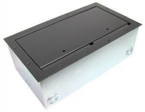 Super Double Pocket AV Floor Boxes when cover is closed and in black finish