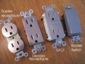 stainless steel finish socketop peel-and-stick outlet cover versions shown on four outlet types