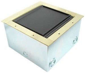 Super Pocket AV Floor Boxes for carpeting and a brass rim edge