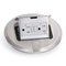 Stainless steel round floor box with GFCI receptacle